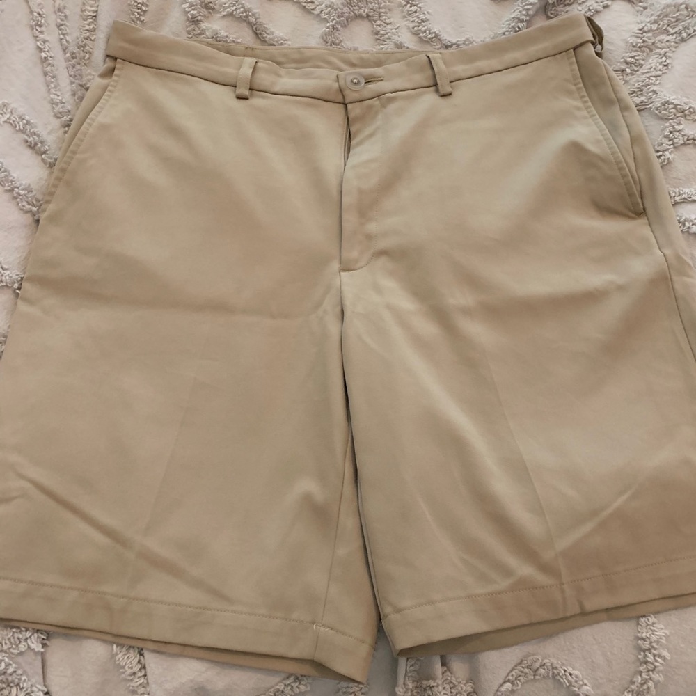Haggar flat front tan shorts